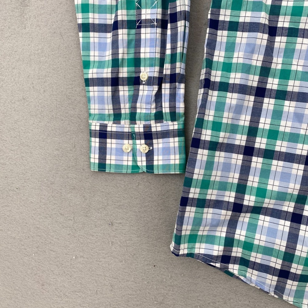 Barbour Mens Button shirt Large regular Fit Plaid Cotton Green blue NEW NWT - Picture 8 of 16